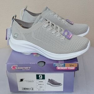 New Skechers S Sport Women's Resse 2.0 Elastic Gore Sneakers Gray Size 9